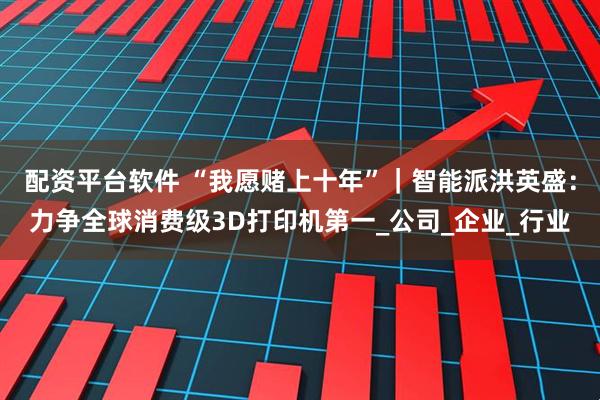 配资平台软件 “我愿赌上十年”｜智能派洪英盛：力争全球消费级3D打印机第一_公司_企业_行业